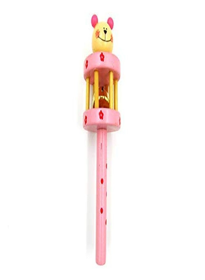 CrazyCrafts Colorful Wooden Rainbow Baby Handle Jingle Bell Rattle Toys Pack of 2 (2 Cage Rattle) - Image 3